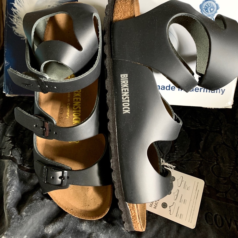 COPY - New Birkenstock Athen Black Leather Sandals 38N